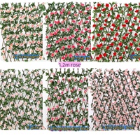 Haie de roses artificielles en bois haute densité de 1,2 m pour la décoration de la vie privée, des cours, des balcons et des jardins