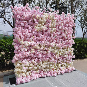 ฉากหลังติดผนังรูปดอกไม้8FT 8X 3D ผ้าเทียมติดผนังดอกกุหลาบเทียมสีขาวติดผนังฉากหลังแผงติดผนัง - Product Image 5