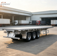 Semi-remorque plateau tri-essieux 40 pieds en acier haute résistance Q355 avec verrous à torsion pour le transport de conteneurs