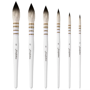 Kit de pinceaux à manche blanc en poils naturels pour artiste aquarelliste OEM pour artiste et débutant - Product Image 2
