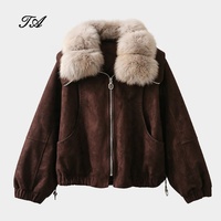 Tyan Damen Dicker Warmer Wintermantel Daunenjacke mit Echtem Fuchspelzkragen und Laternenärmeln