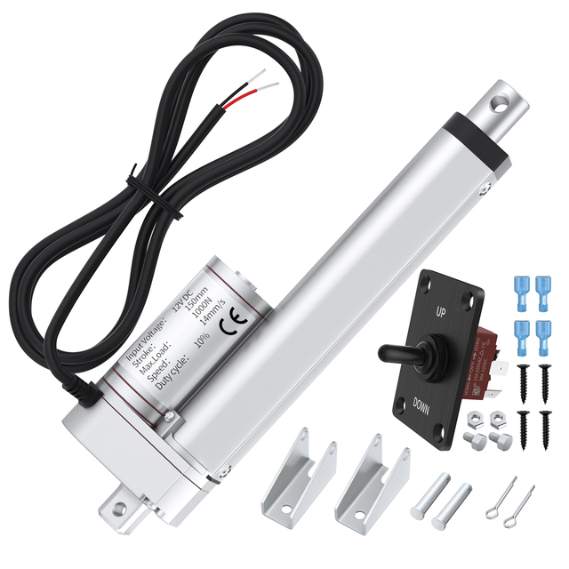 12V Precision Electric Micro Linear Actuator 1000N/220lb Small Size 150mm/8\" Stroke 14mm/s High Speed Compact Design