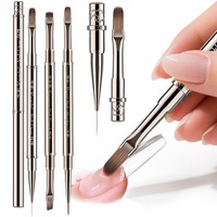 Pinceaux double-embout pour nail art, stylo de dessin acrylique pour gel UV de photothérapie, outil de manucure DIY en nylon