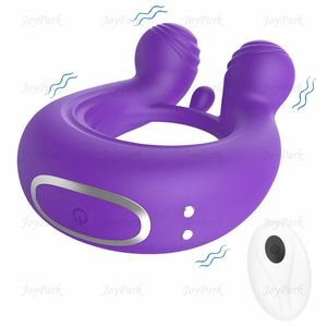 JoyPark Dual Motor Tahan Air Remote Control Mainan Seks Eksotis Bergetar Cincin Penis Pengunci untuk Stimulasi Klitoris - Product Image 6
