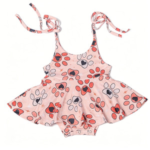 GA-12 OEM/ODM FANCY MONKEY Mono de verano para niñas sin mangas, a media pantorrilla, con tirantes ajustables, estampado de leopardo, peplum, cordón, burbuja, algodón acanalado - Product Image 5