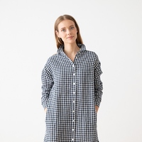 Robe décontractée à carreaux personnalisable pour femmes, en coton et lin, longueur genou, robes à carreaux pour femmes, été printemps