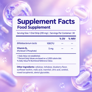 Bandes orales personnalisées OEM pour l'équilibre métabolique avec vitamine B6, favorisant le métabolisme et le microbiome intestinal, à dissolution rapide - Product Image 2