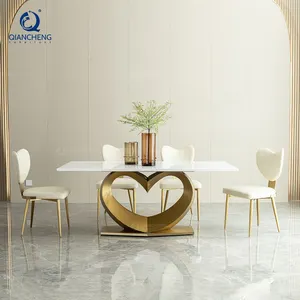 Hotel banquet decoration dining room furniture sets 4 chairs gold luxury dinning party event wedding table