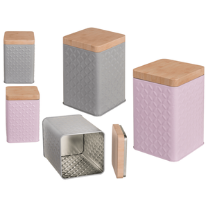 กล่องดีบุกสี่เหลี่ยมที่มีฝาครอบดูไม้ไผ่ - Product Image 1