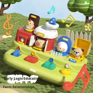 Jouet éducatif précoce pour bébé : Boîte à boutons interactive avec éclairage, musique, thème ferme et <span class=keywords><strong>jeu</strong></span> de cache-cache pop-up - Product Image 2
