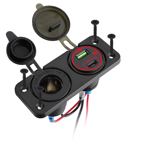 Impermeable QC3.0 PD 12V Montaje de carga rápida de doble puerto montado en vehículo Distribuidor de enchufe de encendedor de cigarrillos - Product Image 1