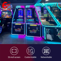 Machine de jeu de basket-ball d'arcade en métal connectable au réseau avec écran de 55 pouces et classement mondial, version espagnole pour parcs d'attractions