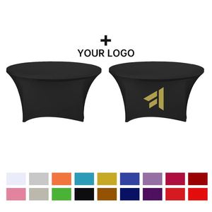New Custom Stretch <b>Table</b> <b>Cover</b> Printed Fitted <b>Black</b> Spandex Round Tablecloth with logo for Business - Product Image 2