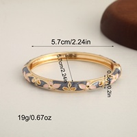 Nouveau Bracelet Jonc Émaillé Chinois Rétro de Luxe Léger pour Femme en Alliage de Zinc Électroplaqué, Effet Goutte d'Huile, Vente Chaude