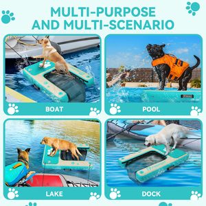 Plataforma Flotante Resistente para Perros, Rampa Inflable Plegable para Mascotas, Plataforma de Escalada Segura para Perros Pequeños, Medianos y Grandes de hasta 220 Libras - Product Image 3