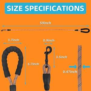 مقود كلب 5 أقدام مع مقبض مبطن مريح للكلب الصغير المتوسط الكبير خيوط عاكسة للغاية (بني) - Product Image 4