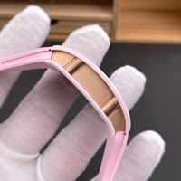 Montre mécanique automatique pour femme, de luxe, mode, 07-01, en céramique rose, boîtier tonneau, cadran squelette, style business décontracté