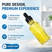Flacon compte-gouttes en verre transparent noir personnalisé, de 5 ml à 100 ml, avec bouchon à vis et sérigraphie pour huiles essentielles