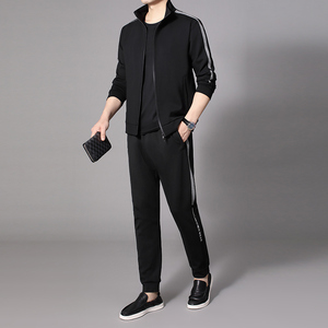 Suéter de ocio para hombre de dos piezas con logotipo personalizado para primavera y otoño, chaqueta de pie, suéter, pantalones, ropa deportiva para hombre - Product Image 2