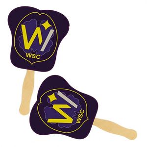 Custom Printing and Customized Shape Paper Hand Held Fan With Wood Handle for Events - Product Image 4