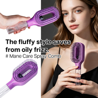 Brosse de massage du cuir chevelu portable avec pulvérisateur d'eau intégré, peigne démêlant pour coiffage volumineux des cheveux bouclés/lisses, utilisation humide/sèche