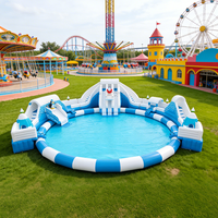 Aire de jeux gonflable en PVC de qualité commerciale pour usage extérieur, parc aquatique gonflable pour enfants et adultes avec piscine