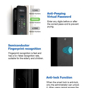 Serrure de porte numérique intelligente en alliage d'aluminium 6080 avec vérifications multi-biométriques, sonnette intégrée et prise en charge de l'application Tuya - Product Image 5