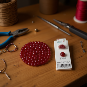 Perline di Vetro Rosse Ilan da 8mm per Creazione di Gioielli - Product Image 3