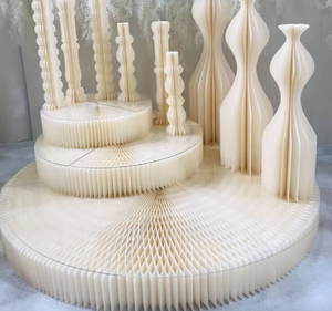 Colonne romaine pliable en papier, socle rond pour présentation de desserts de mariage, décoration de pilier en papier pour la décoration de la scène de mariage - Product Image 6
