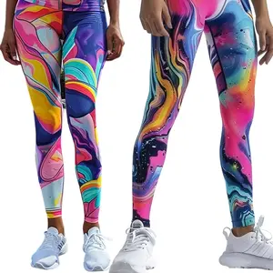 Grosir kustom cetak LOGO mulus celana olahraga legging kaki lebar de gimnasio pinggang tinggi gym yoga scrunch legging untuk wanita