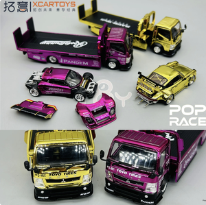 Modèle de voiture miniature Tuoyi POPRACE 1/64 RWB930 Rocket Bunny Elise avec remorque à plateau - Product Image 2