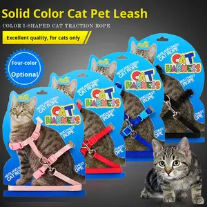 Diskon besar Set tali kekang kucing warna polos, tali kekang nilon kecil untuk anak anjing kucing - Product Image 4