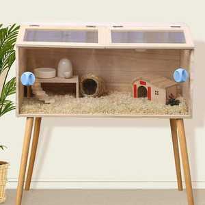 Nueva Jaula Portátil de Madera para Hámster con Techo Abierto, Casa para Mascotas Pequeñas, para Cobayas, Lámina Acrílica - Product Image 2