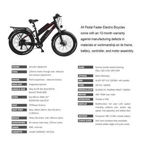 Livraison gratuite USA Entrepôt Spot Meilleur 48v 750w Alliage d'aluminium 120km Longue Portée Gros Pneu Mountain E Bike Ebike Vélo électrique - Product Image 4