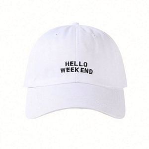 หมวกแก๊ปปักลาย Hello Weekend สีเบจ สำหรับฤดูร้อน ขายส่ง หมวกเบสบอลแบบ unisex สั่งทำได้ สำหรับผู้หญิง - Product Image 5