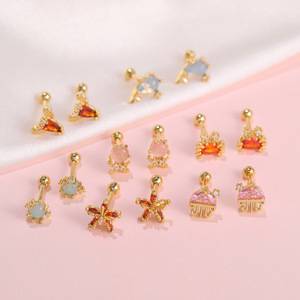 Nuevos y bonitos pendientes de pez océano de playa para mujer, pendientes de bola giratorios de animales marinos Vintage - Product Image 1