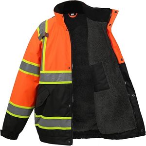Áo khoác parka cách nhiệt chống gió chống nước tiêu chuẩn ANSI/ISEA lớp 3, có lớp phản quang an toàn, có mũ trùm đầu - Product Image 6