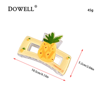 Pince à cheveux géante en acrylique Dowell Rectangle XL 10 cm motif fruits