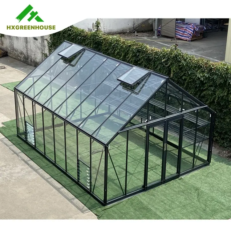 חיצוני מתכת אלומיניום מסגרת ירוק בית בחצר האחורית מיני חממה ויקטוריאני מסחרי זכוכית גן חממה המשמש למכירה