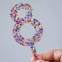 Décoration de gâteau d'anniversaire numérique, plaque de gâteau en acrylique numérique scintillante et colorée, décorations pour gâteaux