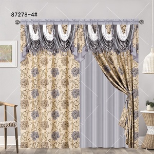 Rideaux jacquard à fleurs américaines Rideaux occultants double couche avec cantonnières Style de poche abordable - Product Image 3