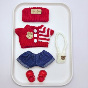 Ensemble d'accessoires pour poupée : Vêtements décontractés mignons, chapeau, tenue de dessin animé 5 pièces, chapeau, vêtements tricotés, jeans, chaussures, sac tricoté - Product Image 5