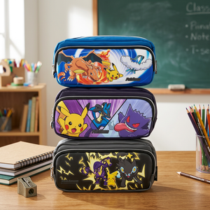 Pillbox Pokemoned Two Pocket Plush Pencil Case Zipper Closure Random Design Kids Stationery Soft <b>Pen</b> Bag Anime Cartoon School - Product Image 2