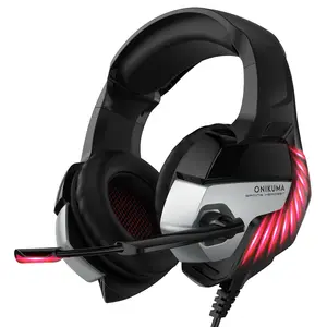 Onikuma K5 PRO หูฟังเล่นเกม,ชุดหูฟังไมโครโฟน Rgb มีสาย Led 3.5มม. หูฟังเล่นเกมแบบครอบหู