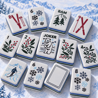 Jeu de Mahjong Américain en Acrylique Solide à 5 Couches Thème Sportif « Laissez la Neige tomber » – Tuiles de Mahjong Artisanales à Motifs Neige et Ski