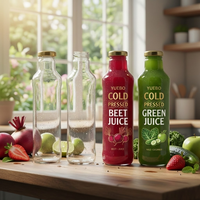 Bouteille de jus, bouteille de boisson, emballage de jus de fruits, bouteille en verre personnalisée pour fruits, légumes et lait