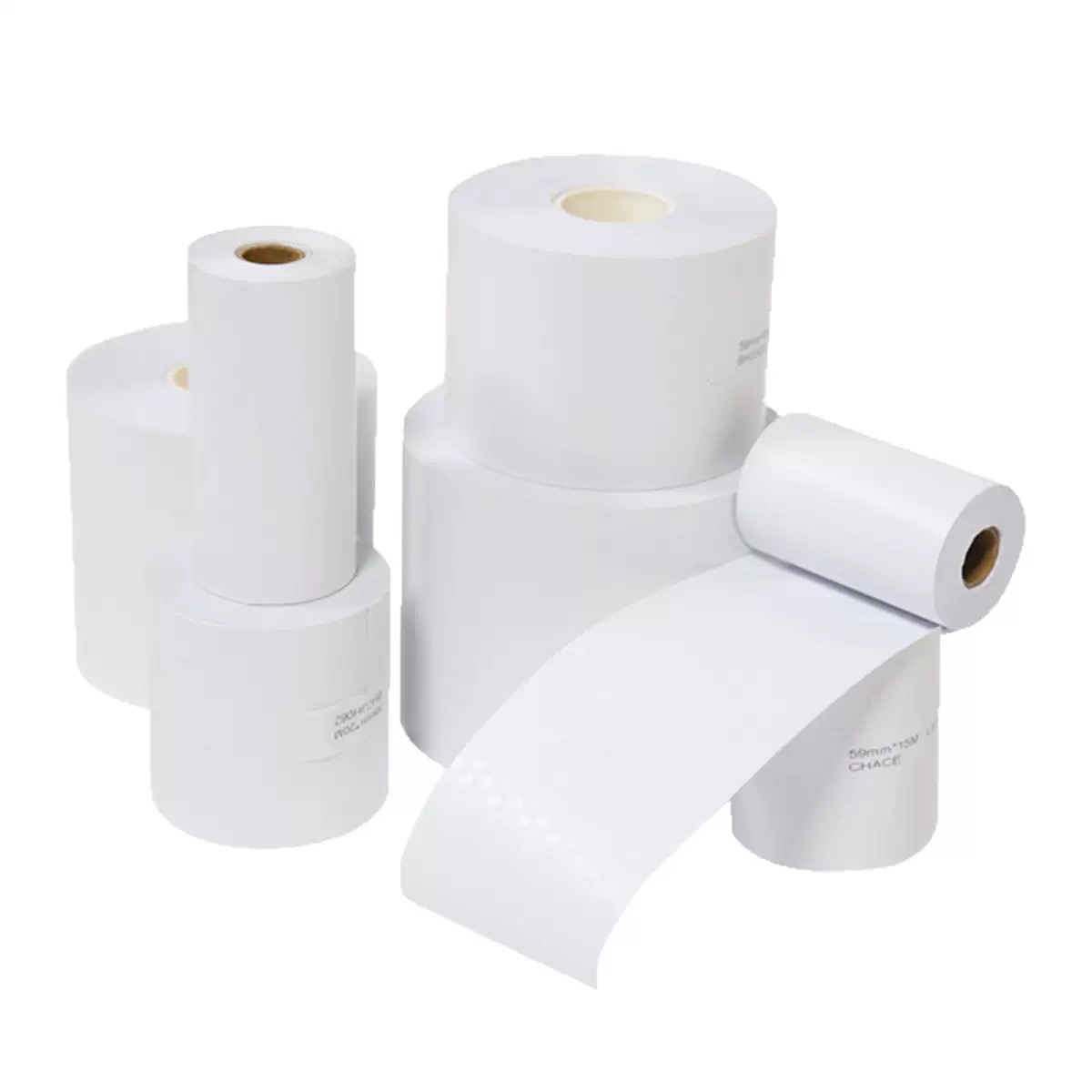 Thermal Shipping Barcode Label 58mmx65m Adhesive Linerless Thermal Transfer Label 80mm Continuous Paper Label Weighing Scale Tag