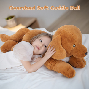 OEM kalite MorisMos çevre dostu kahverengi peluş oyuncak köpek dolması hayvan yavru çocuklar arkadaşı için Plushie binmek çalma süresi eğlenceli hediye - Product Image 3