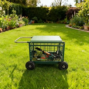 Heavy Duty Garden Rolling Work Seat <b>Cart</b> Mobile Wheeled <b>Gardening</b> Stool with Tool Storage for Backyard Planting - Product Image 5