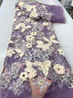 Nouveau tissu en dentelle de luxe de haute qualité, tissu en maille lourd brodé à la main avec des perles et des paillettes 3D pour robe de mariée ou de soirée pour femmes